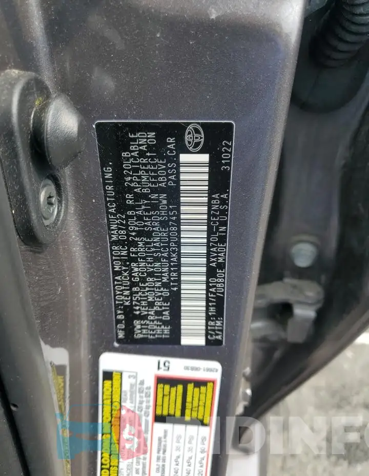 4T1R11AK3PU087451 Photo# 12