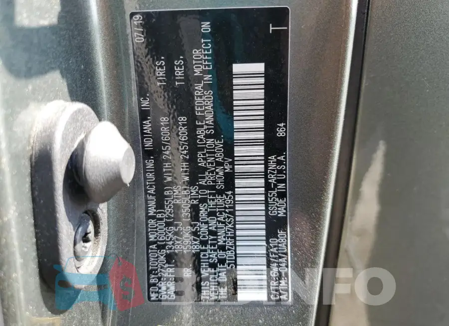 5TDBZRFH7KS711954 Photo# 13
