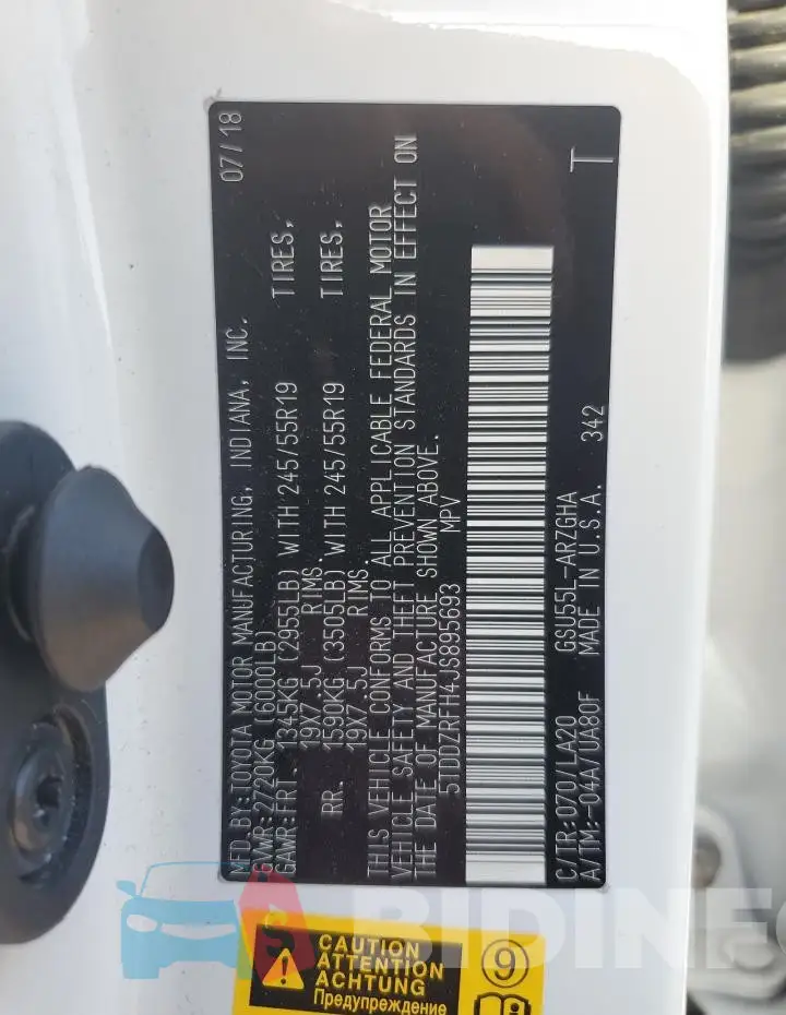 5TDDZRFH4JS895693 Photo# 13