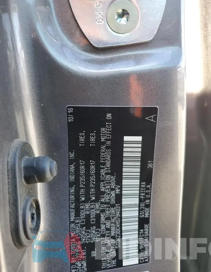 5TDKZ3DC4HS794031 Photo# 13
