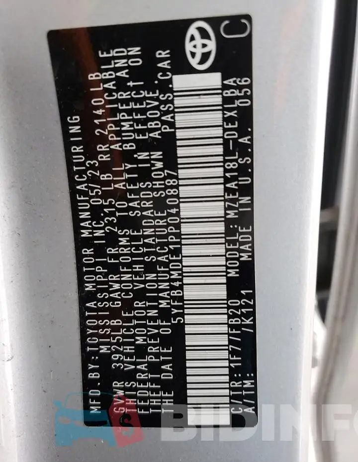 5YFB4MDE1PP040887 Photo# 12