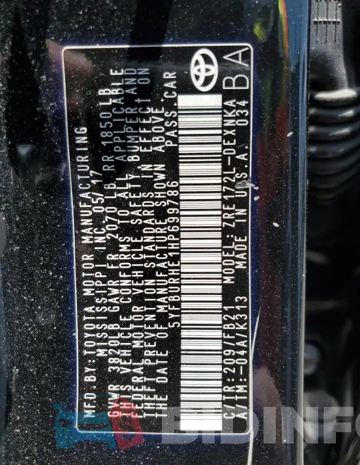 5YFBURHE1HP699786 Photo# 12