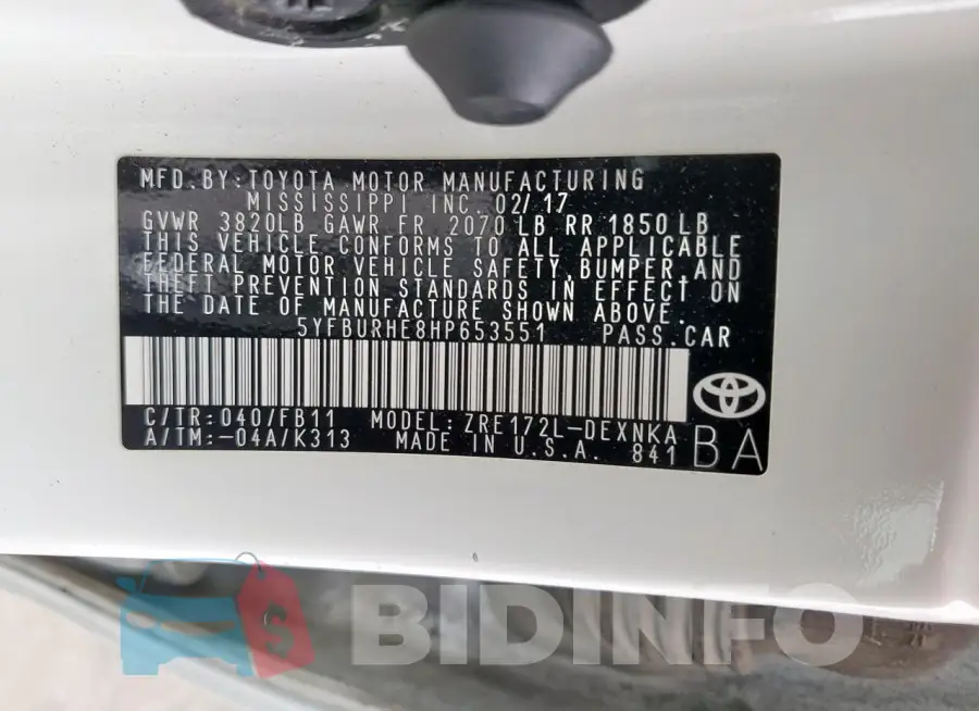 5YFBURHE8HP653551 Photo# 13