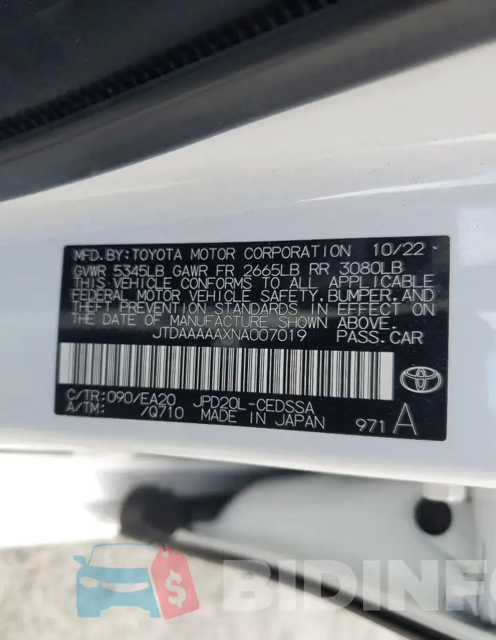 JTDAAAAAXNA007019 Photo# 12