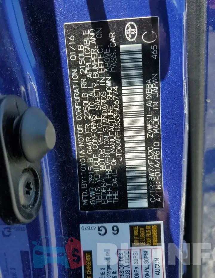 JTDKARFU3G3506774 Photo# 13