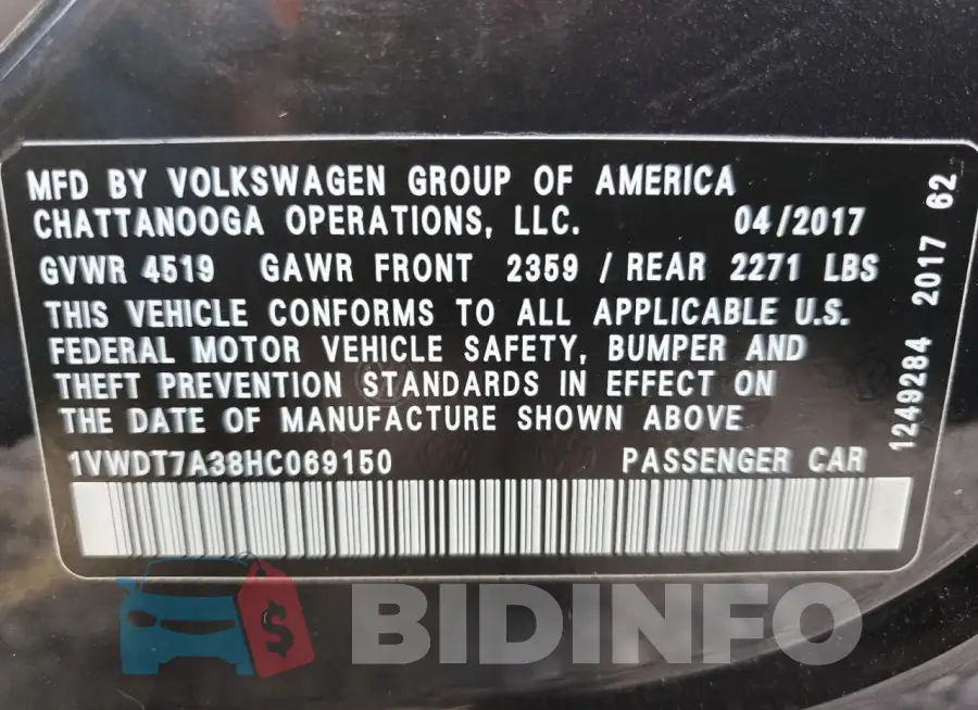 1VWDT7A38HC069150 Photo# 13