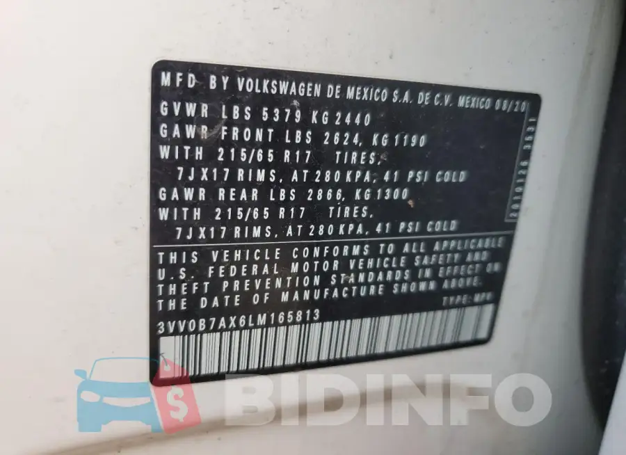 3VV0B7AX6LM165813 Photo# 13