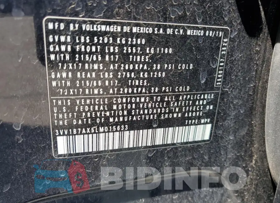 3VV1B7AX5LM015633 Photo# 13