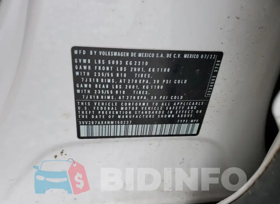 3VV2B7AX4NM150237 Photo# 13