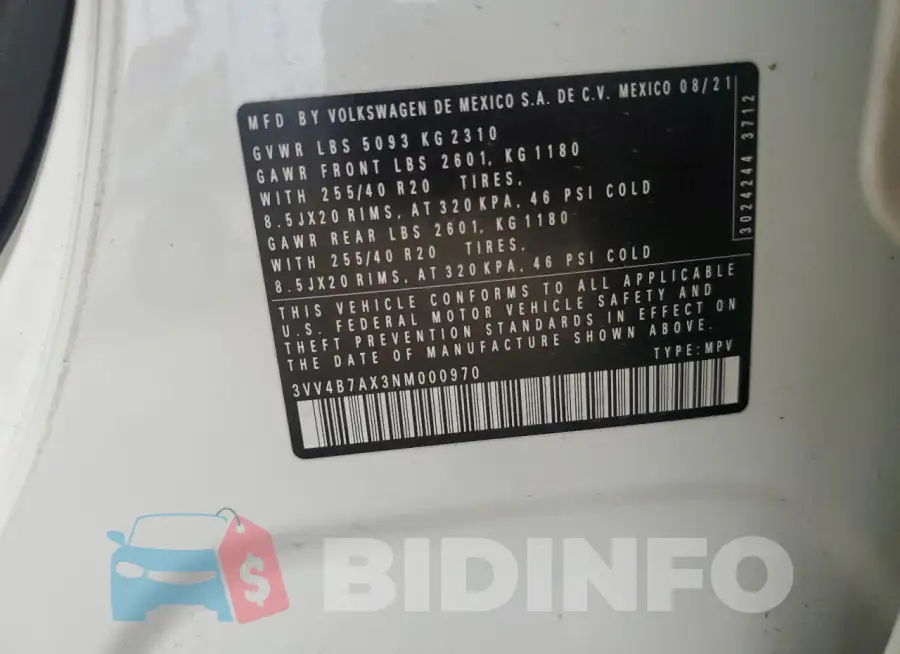 3VV4B7AX3NM000970 Photo# 13