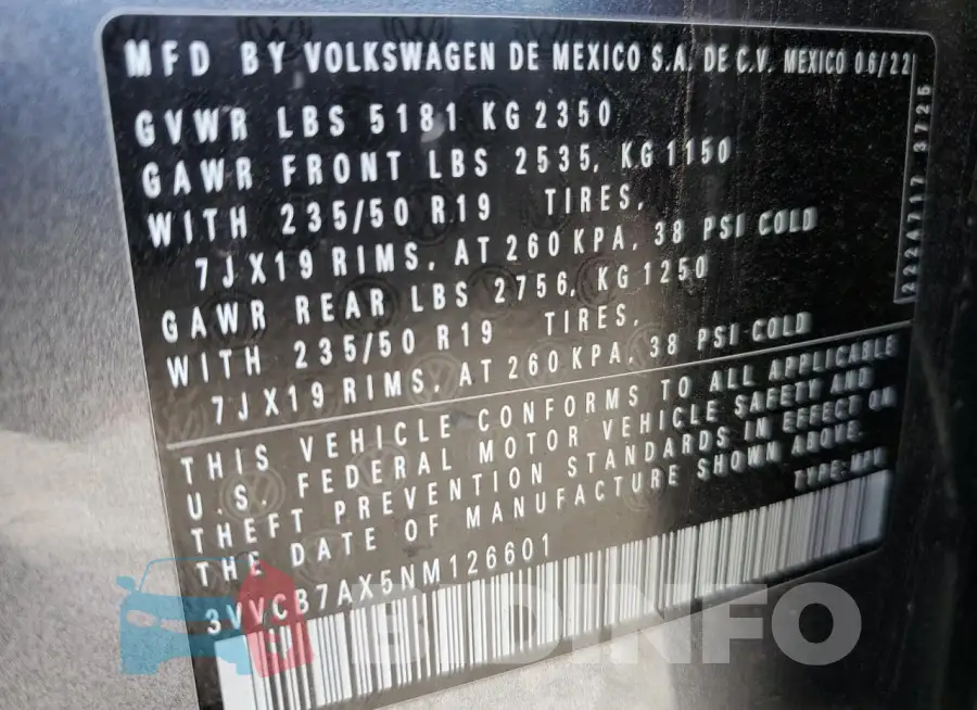 3VVCB7AX5NM126601 Photo# 14