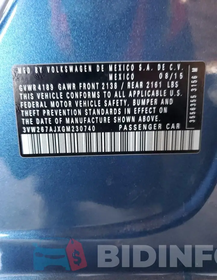 3VW267AJXGM230740 Photo# 13