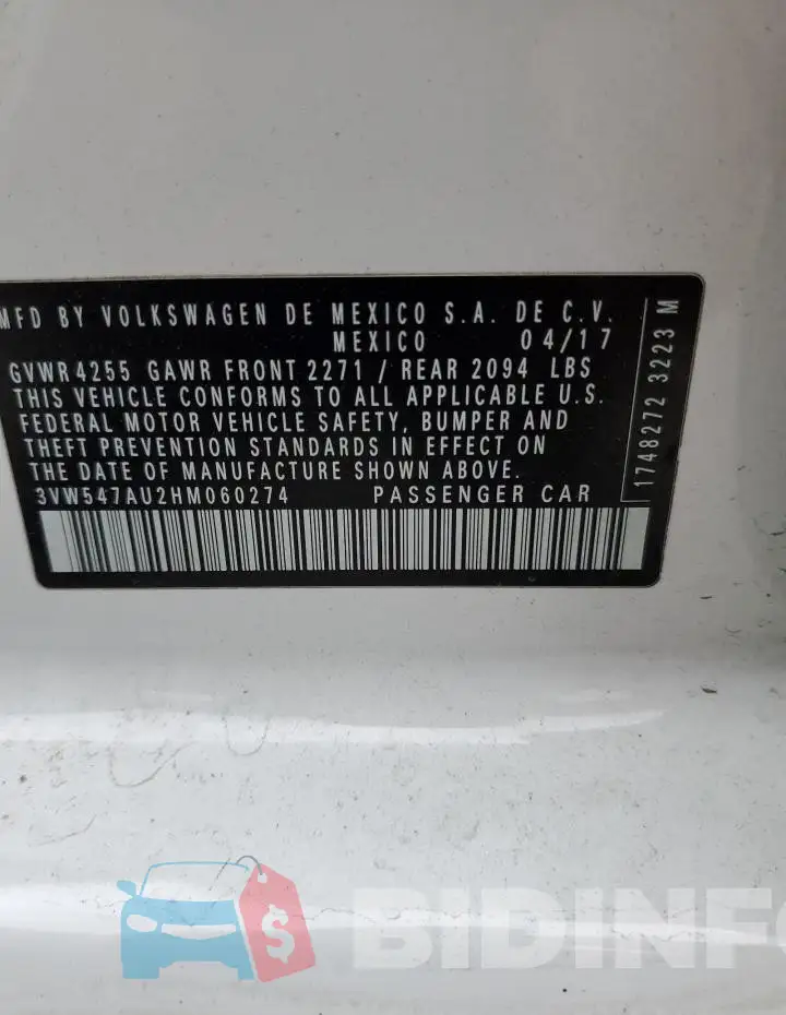 3VW547AU2HM060274 Photo# 13