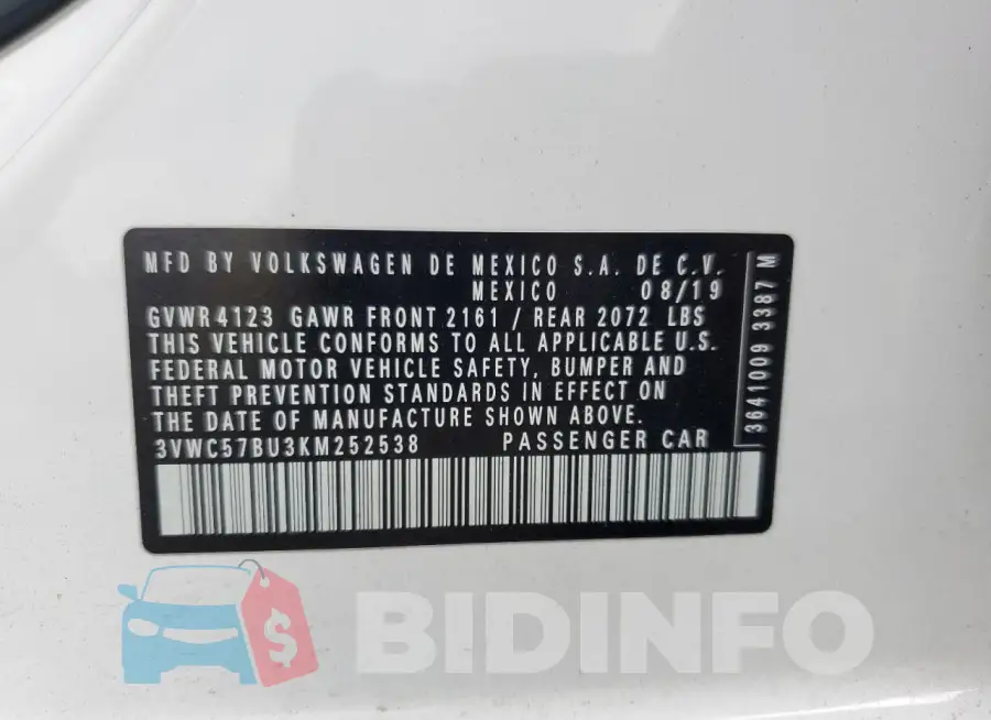 3VWC57BU3KM252538 Photo# 12