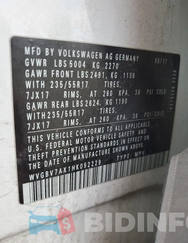 WVGBV7AX1HK052229 Photo# 13