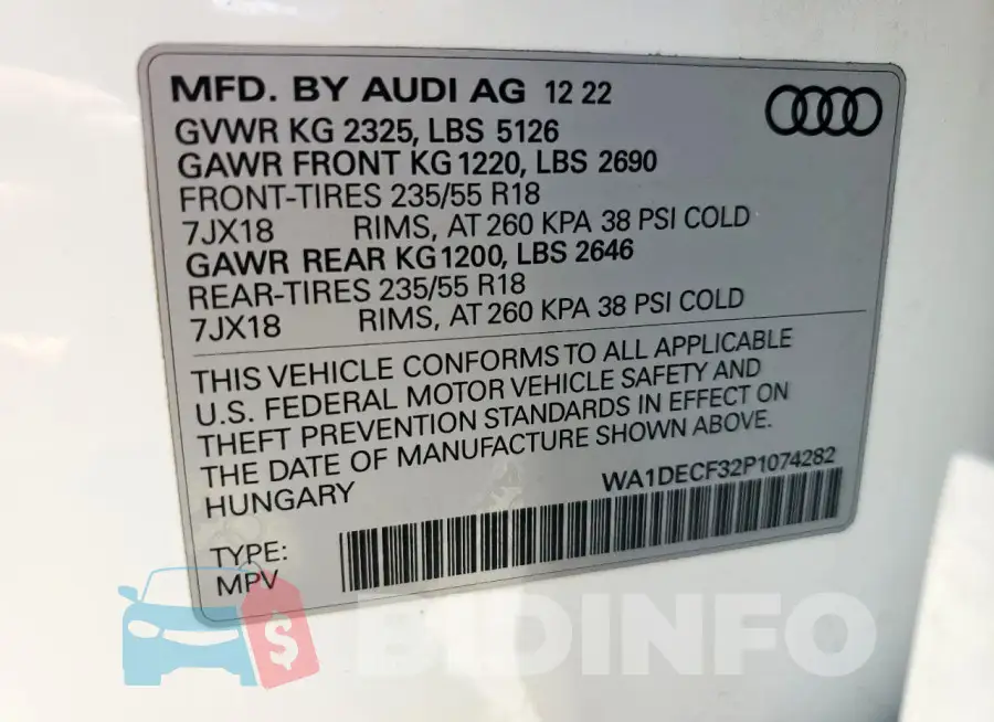 WA1DECF32P1074282 Photo# 13