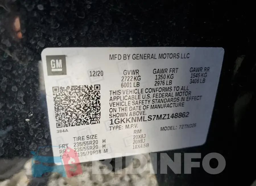 1GKKNMLS7MZ148862 Photo# 13