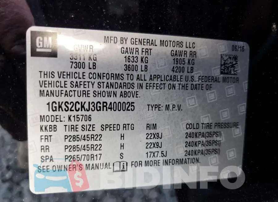 1GKS2CKJ3GR400025 Photo# 14