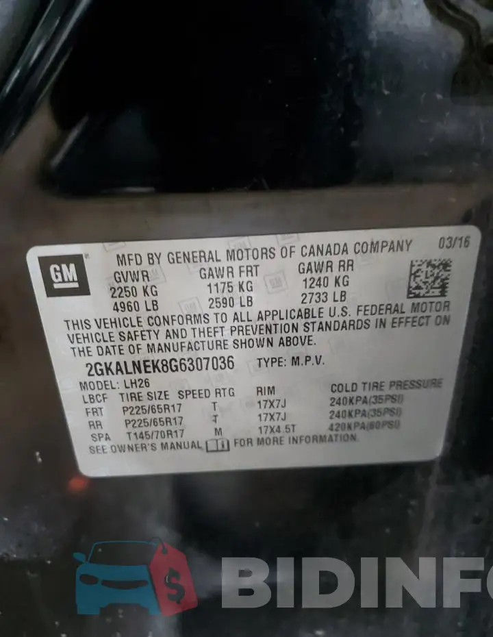 2GKALNEK8G6307036 Photo# 13