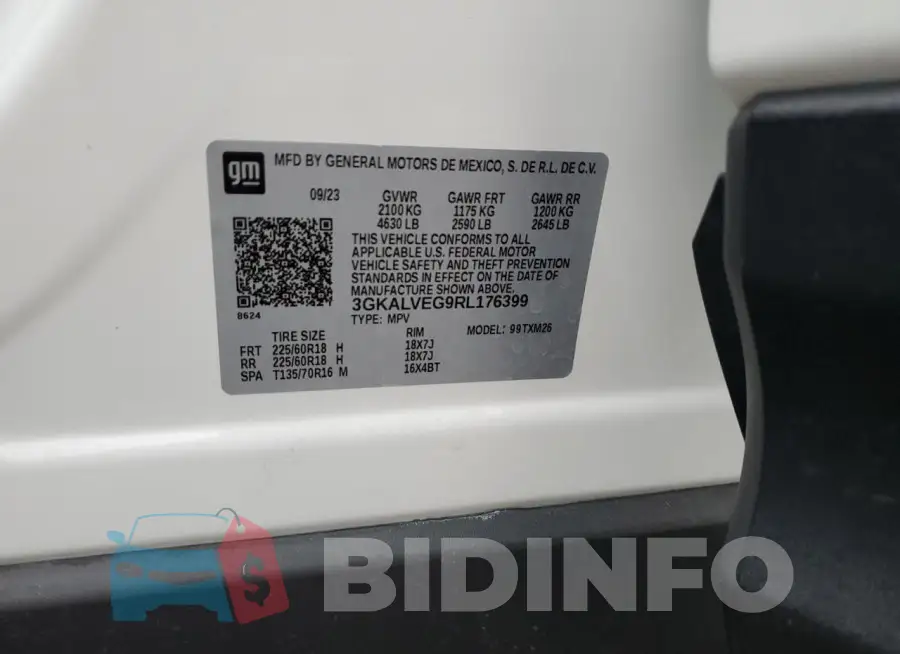 3GKALVEG9RL176399 Photo# 14