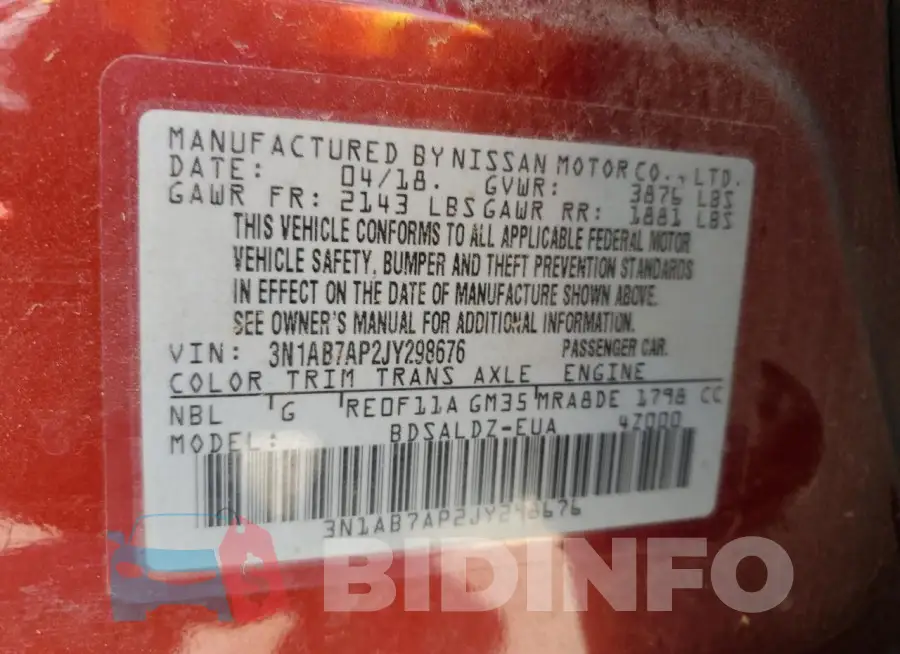 3N1AB7AP2JY298676 Photo# 12