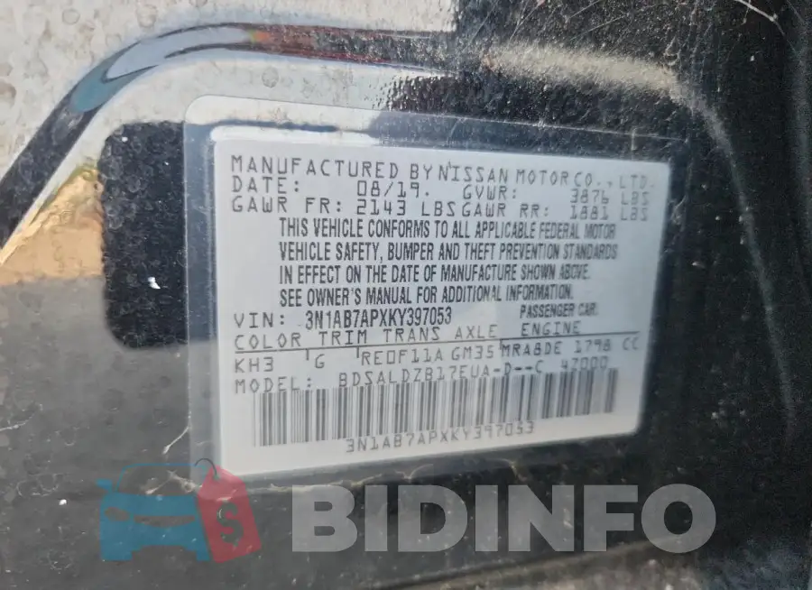 3N1AB7APXKY397053 Photo# 12