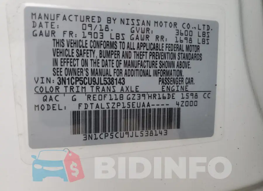 3N1CP5CU9JL538143 Photo# 14