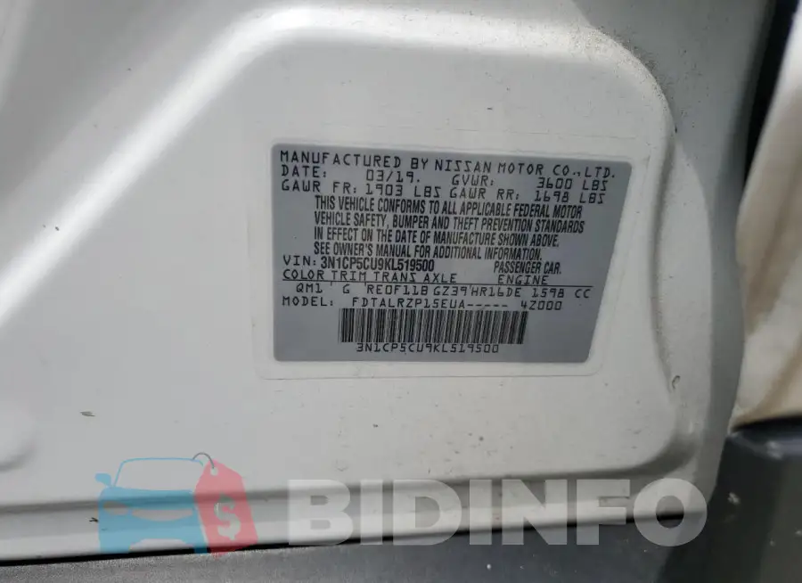 3N1CP5CU9KL519500 Photo# 12
