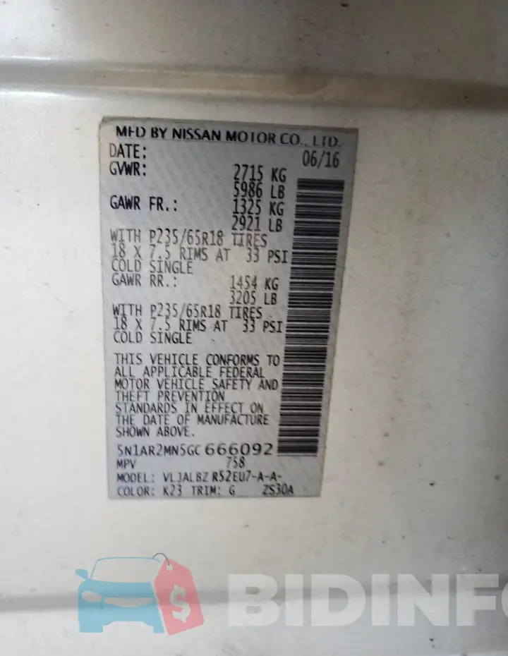 5N1AR2MN5GC666092 Photo# 12