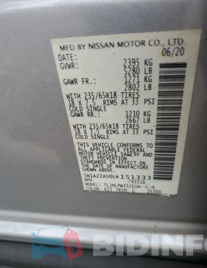 5N1AZ2AS0LN151333 Photo# 13