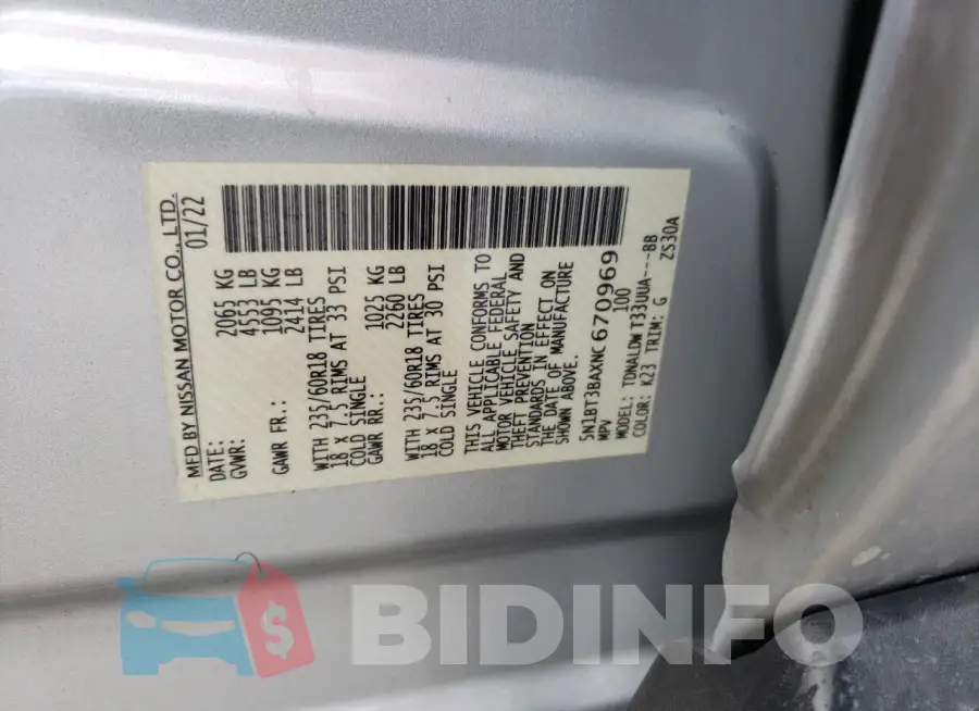 5N1BT3BAXNC670969 Photo# 13