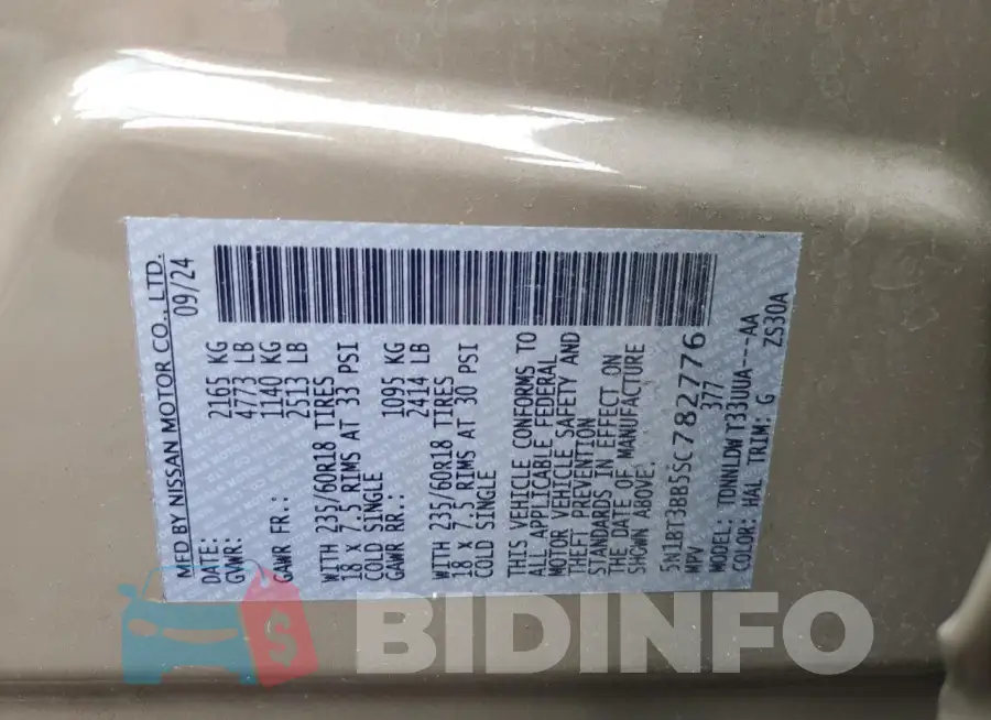 5N1BT3BB5SC782776 Photo# 13