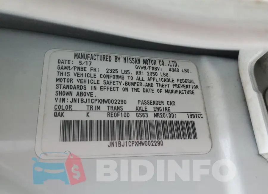 JN1BJ1CPXHW002290 Photo# 12
