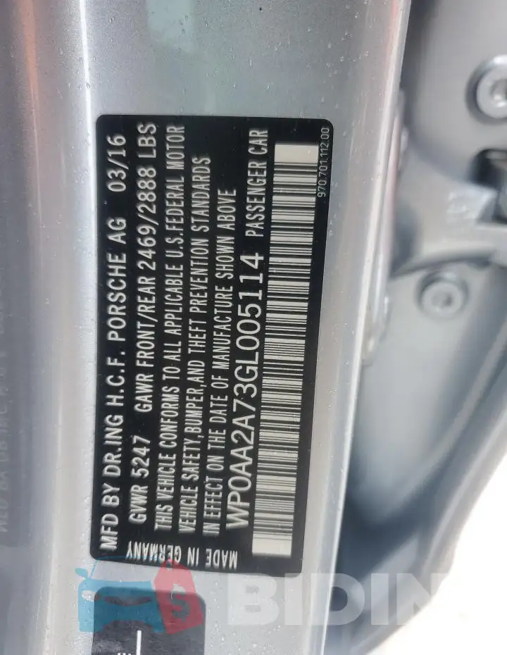 WP0AA2A73GL005114 Photo# 12