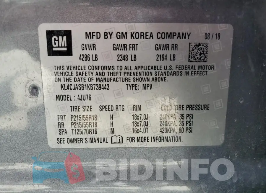 KL4CJASB1KB739443 Photo# 12