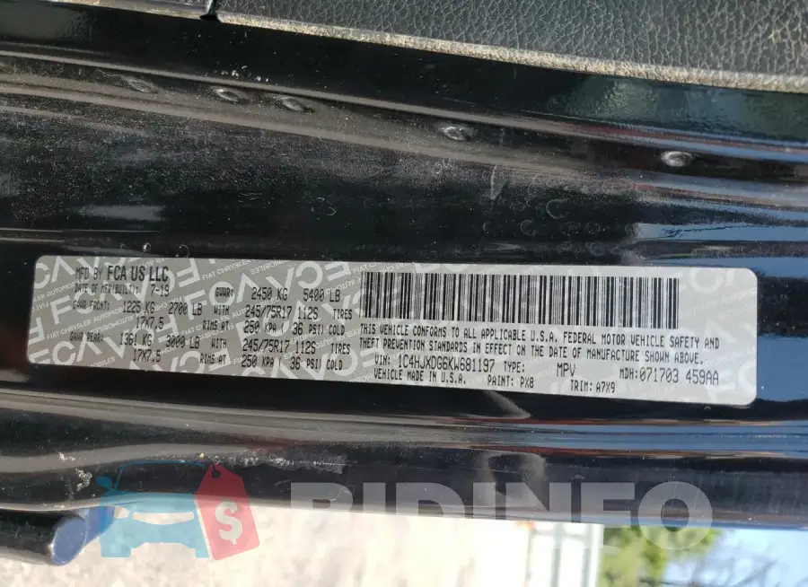 1C4HJXDG6KW681197 Photo# 13