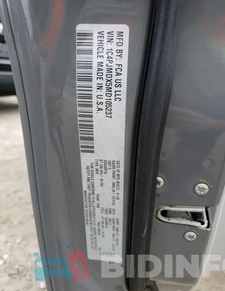 1C4PJMDX5MD105237 Photo# 12