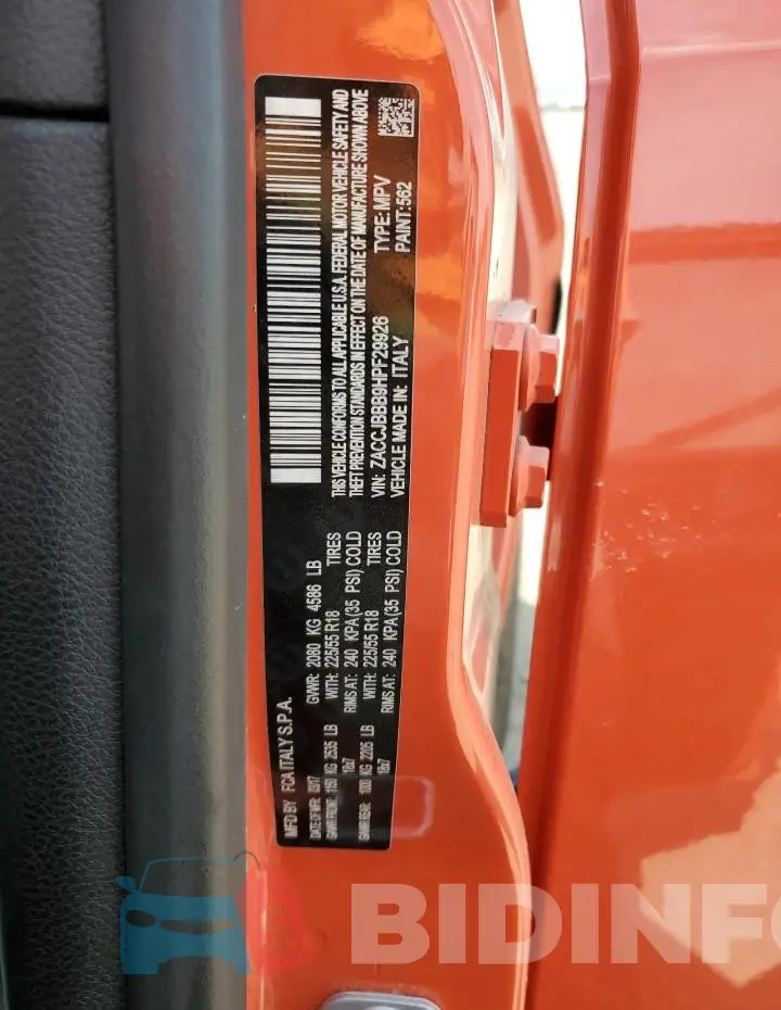 ZACCJBBB9HPF29926 Photo# 13