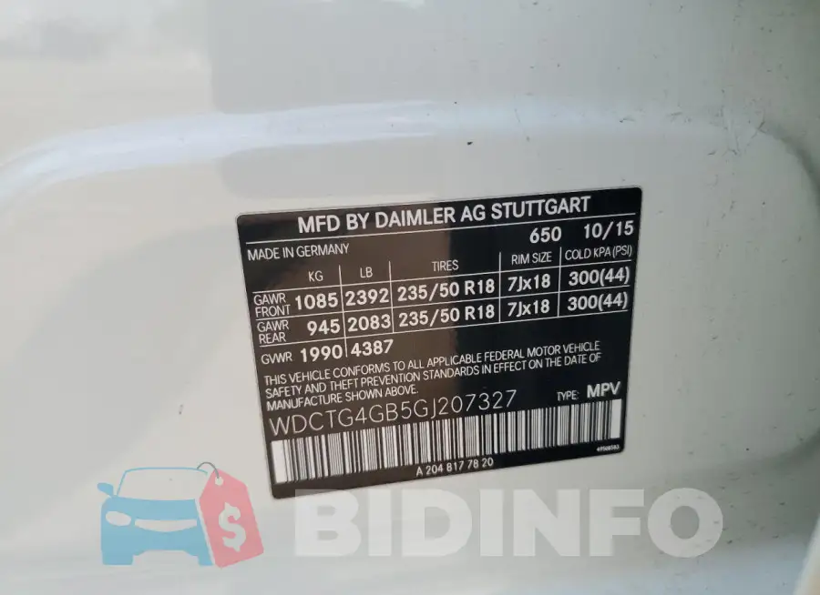 WDCTG4GB5GJ207327 Photo# 12