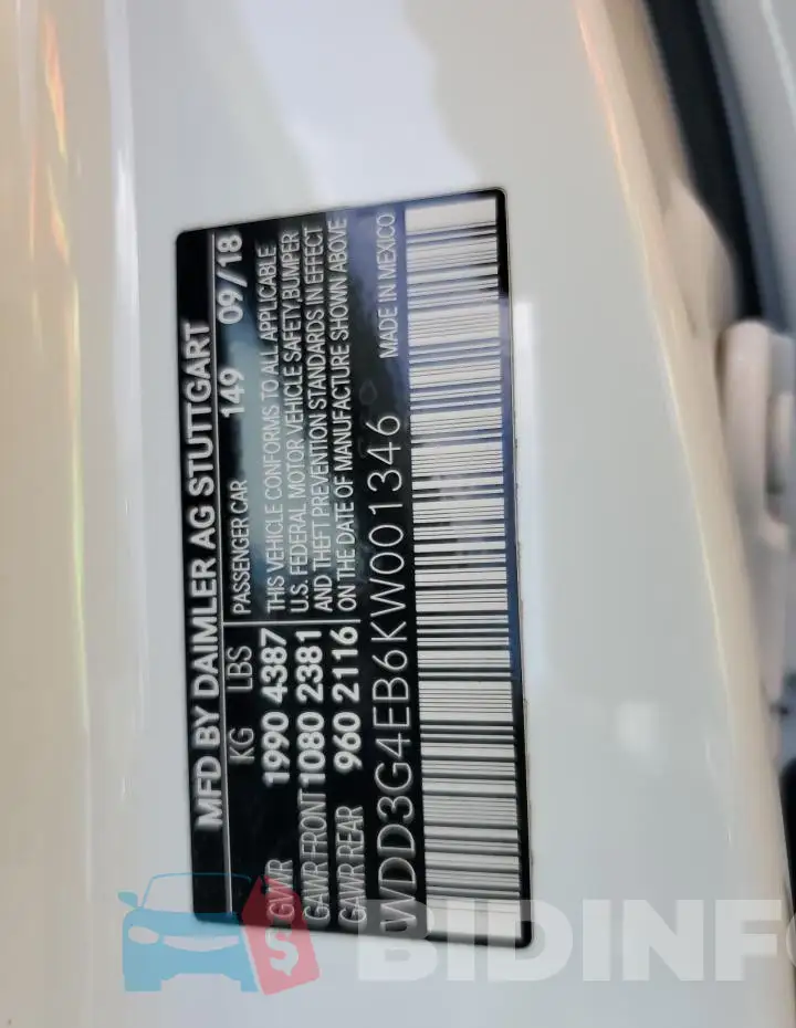 WDD3G4EB6KW001346 Photo# 12