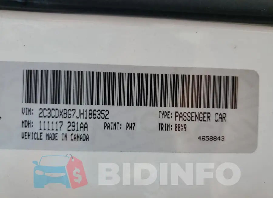 2C3CDXBG7JH186352 Photo# 12