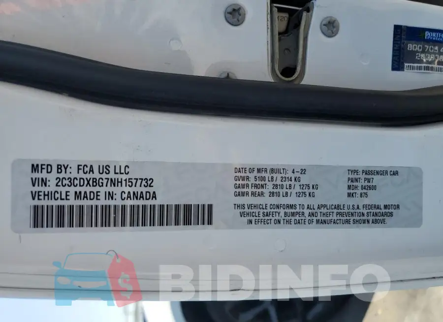 2C3CDXBG7NH157732 Photo# 12