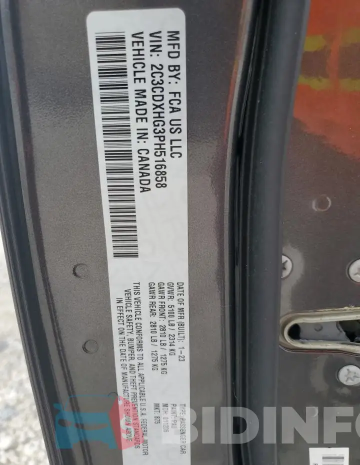 2C3CDXHG3PH516858 Photo# 12