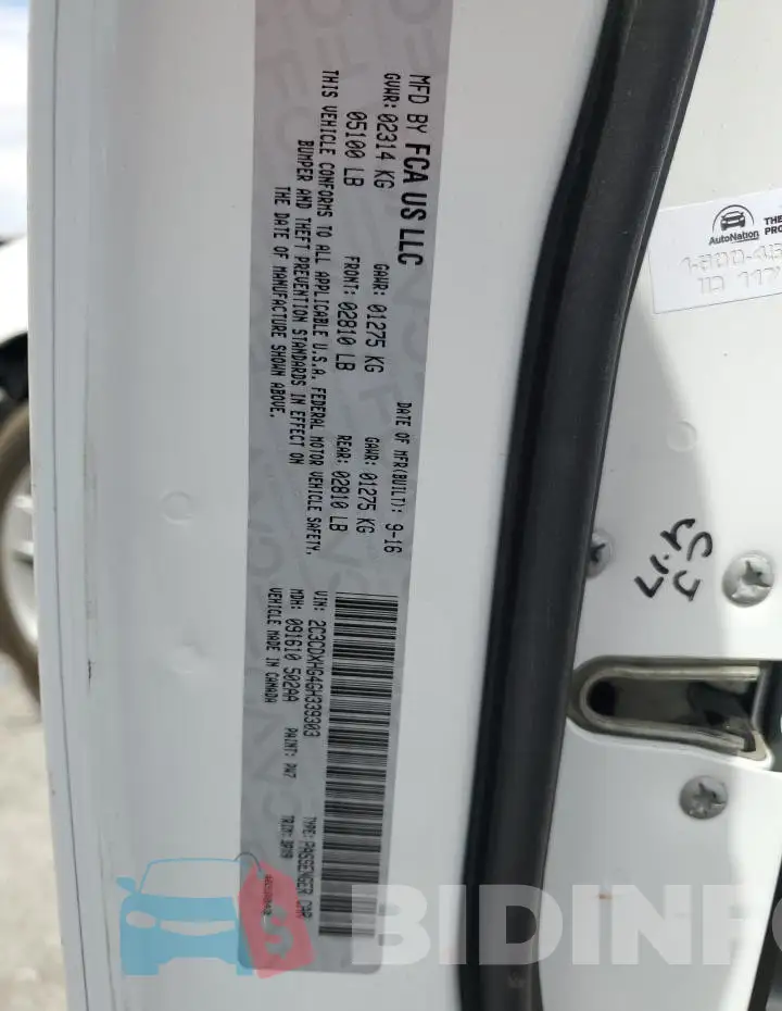 2C3CDXHG4GH339303 Photo# 12