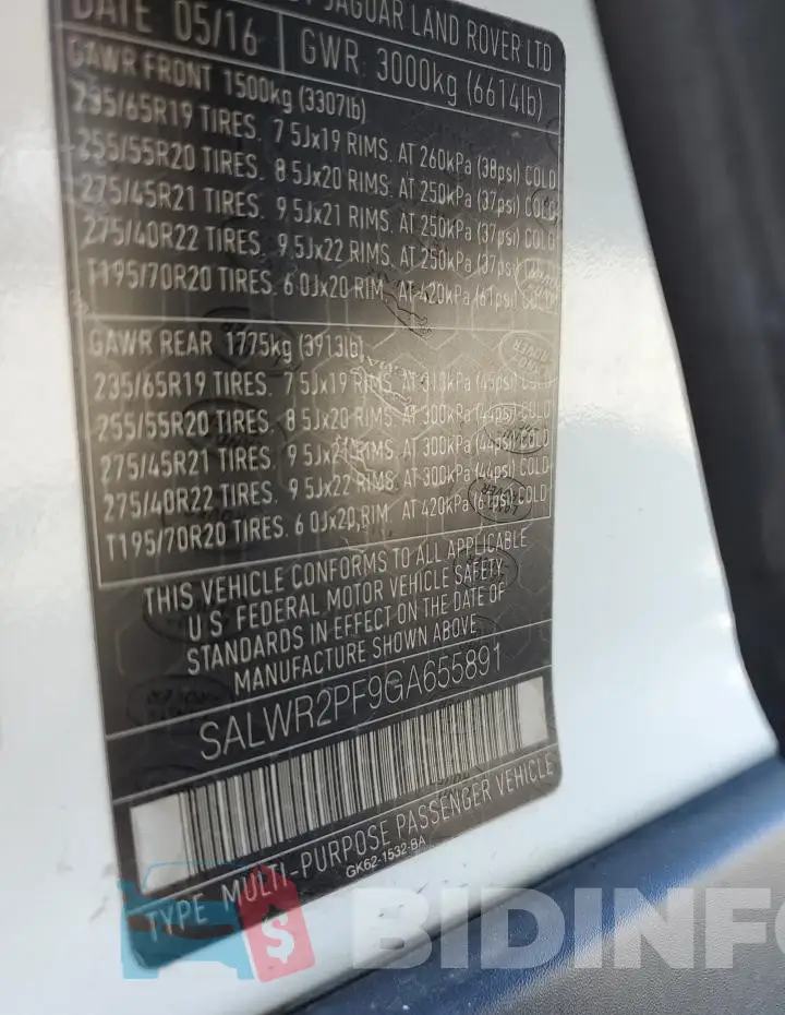 SALWR2PF9GA655891 Photo# 13