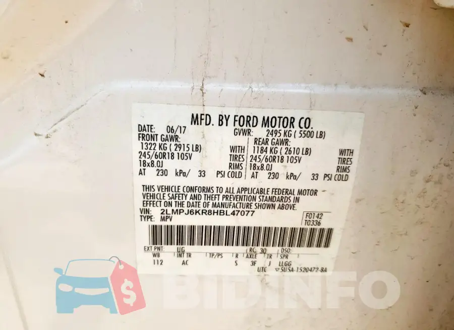 2LMPJ6KR8HBL47077 Photo# 14
