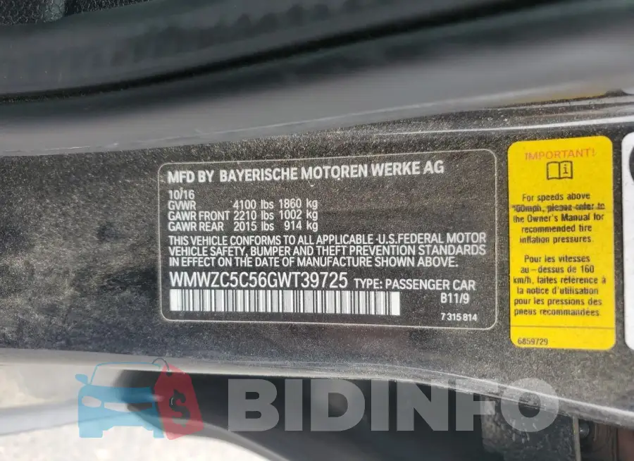 WMWZC5C56GWT39725 Photo# 12