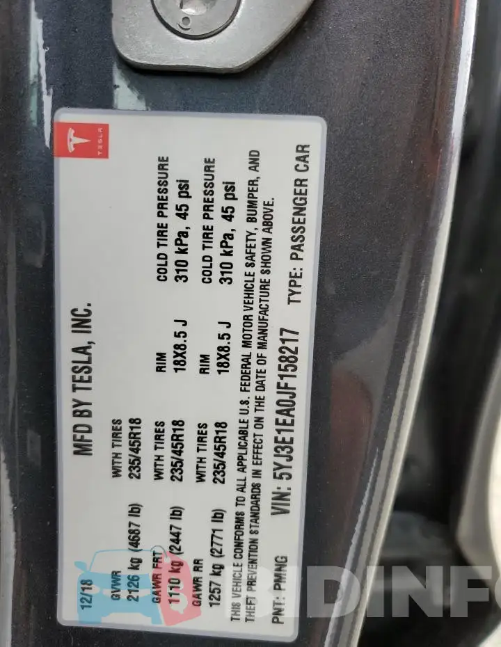 5YJ3E1EA0JF158217 Photo# 13