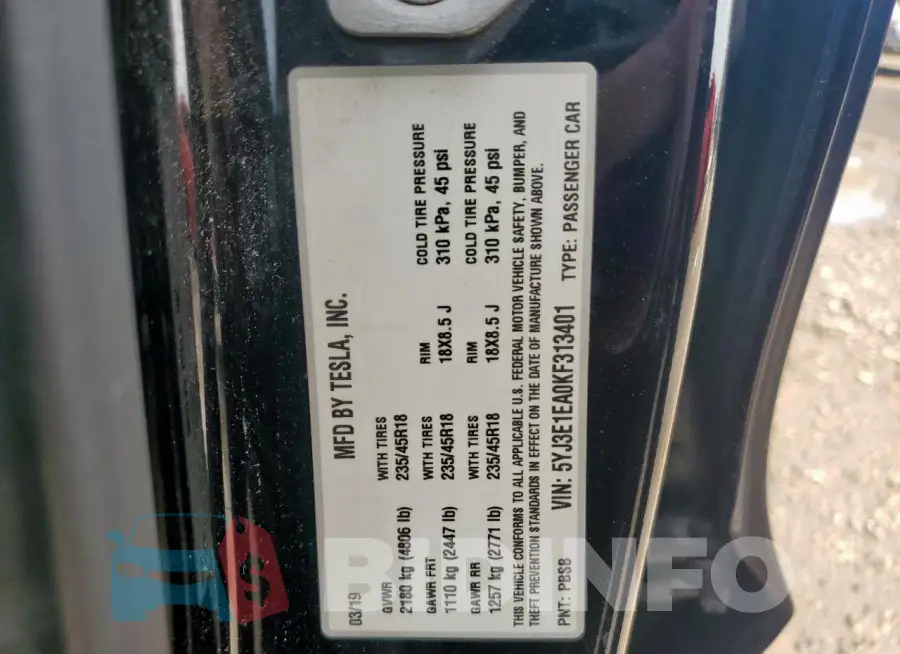 5YJ3E1EA0KF313401 Photo# 13