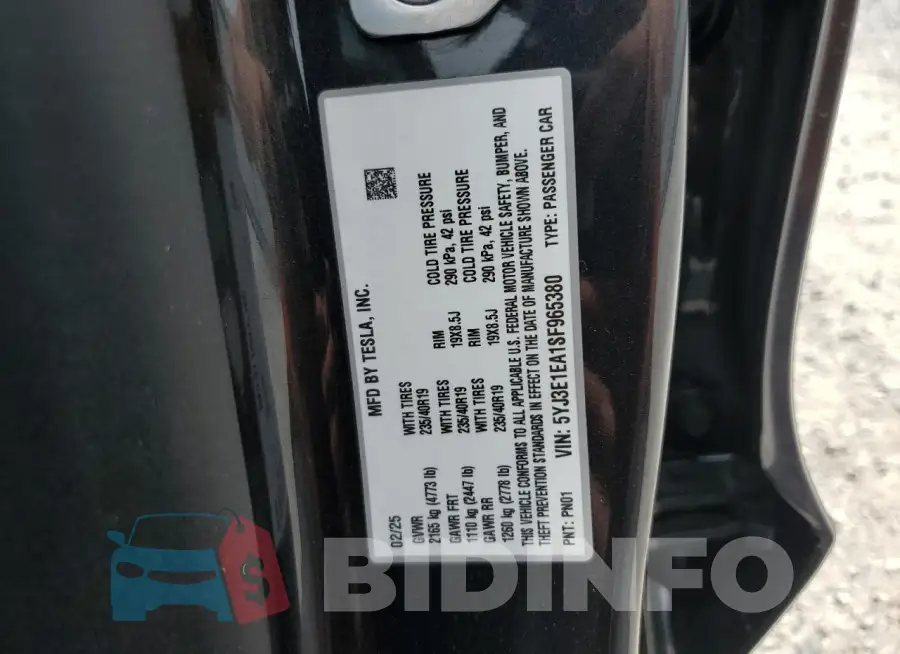 5YJ3E1EA1SF965380 Photo# 12